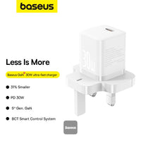 شاحن Baseus GaN5 Mini 30W UK - Baseus GaN5 Mini Charger 1C 30W UK White