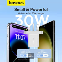 شاحن Baseus GaN5 Mini 30W UK - Baseus GaN5 Mini Charger 1C 30W UK White