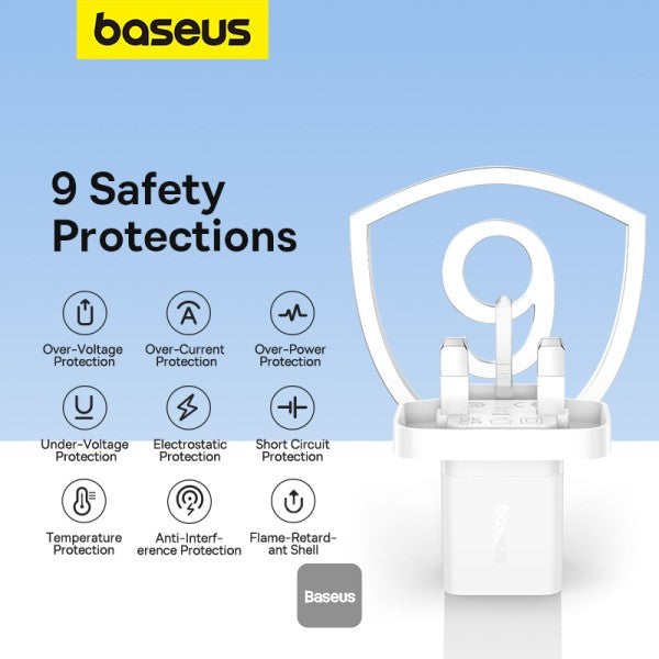 شاحن Baseus GaN5 Mini 30W UK - Baseus GaN5 Mini Charger 1C 30W UK White