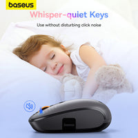 ماوس باسيوس F01B لاسلكي ثلاثي الوضع رمادي - Baseus F01B Tri-Mode Wireless Mouse Gray