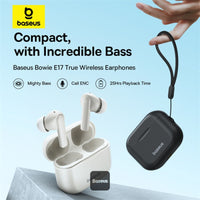 Baseus Bowie E17 TWS Earphones White - سماعات بيسوس بوي E17 لاسلكية بيضاء