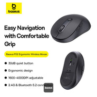 Baseus F02 Wireless Mouse (No Battery) Black - ماوس بيسوس F02 لاسلكي بدون بطارية أسود