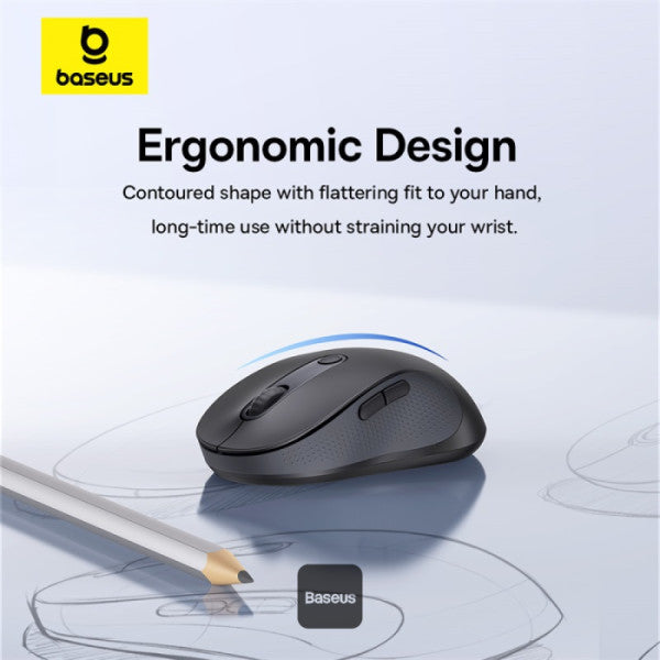 Baseus F02 Wireless Mouse (No Battery) Black - ماوس بيسوس F02 لاسلكي بدون بطارية أسود