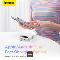 Baseus QPow2 Dual-Cable Power Bank 10000mAh 22.5W White - بيسوس باور بانك 10000 مللي أمبير 22.5 واط أبيض