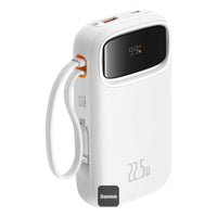 Baseus QPow2 Dual-Cable Power Bank 10000mAh 22.5W White - بيسوس باور بانك 10000 مللي أمبير 22.5 واط أبيض