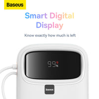 Baseus QPow2 Dual-Cable Power Bank 10000mAh 22.5W White - بيسوس باور بانك 10000 مللي أمبير 22.5 واط أبيض