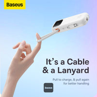 Baseus QPow2 Dual-Cable Power Bank 10000mAh 22.5W White - بيسوس باور بانك 10000 مللي أمبير 22.5 واط أبيض
