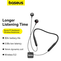 سماعات باسيوس بوي P1 نيك باند أسود - Baseus Bowie P1 Neckband Earphones Black