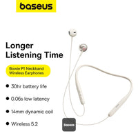 Baseus Bowie P1 Neckband Earphones White - سماعات بيسوس بوي P1 نيك باند أبيض