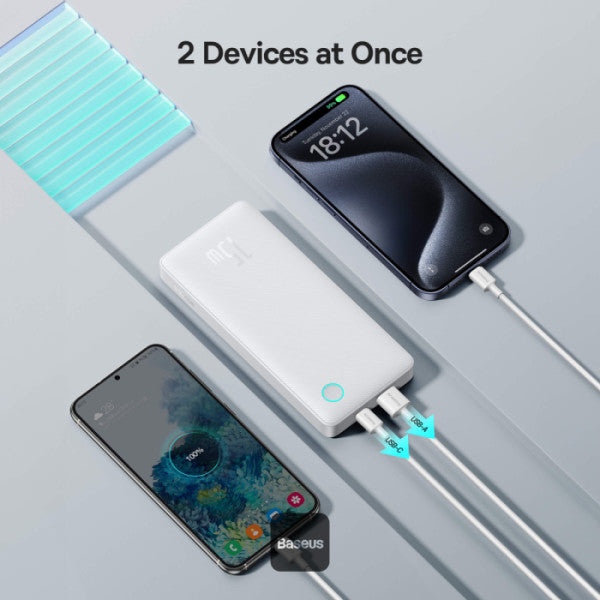 باور بانك Baseus Airpow Lite 10000mAh للشحن السريع 15 واط مع منفذ Type-C ومنفذ USB-A - أسودBaseus Airpow Lite 10000mAh Fast Charge Power Bank 15W With Type-C and USB-A Port - Black