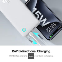 باور بانك Baseus Airpow Lite 10000mAh للشحن السريع 15 واط مع منفذ Type-C ومنفذ USB-A - أسودBaseus Airpow Lite 10000mAh Fast Charge Power Bank 15W With Type-C and USB-A Port - Black