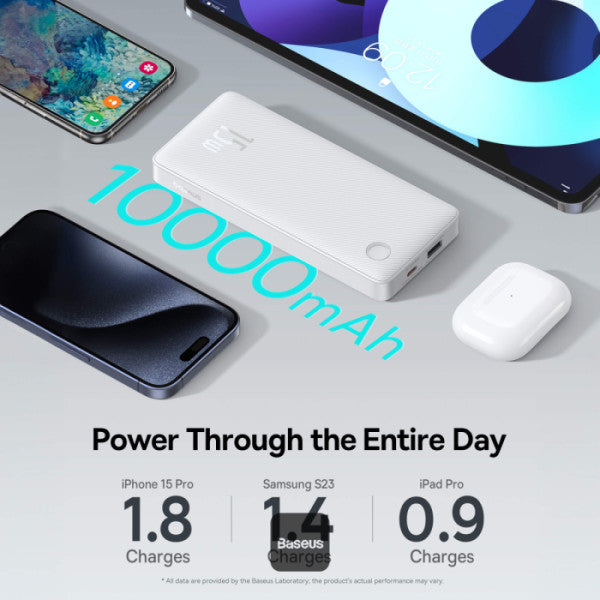باور بانك Baseus Airpow Lite 10000mAh للشحن السريع 15 واط مع منفذ Type-C ومنفذ USB-A - أسودBaseus Airpow Lite 10000mAh Fast Charge Power Bank 15W With Type-C and USB-A Port - Black