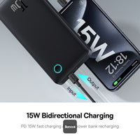 باور بانك Baseus Airpow Lite 10000mAh للشحن السريع 15 واط مع منفذ Type-C ومنفذ USB-A - أسودBaseus Airpow Lite 10000mAh Fast Charge Power Bank 15W With Type-C and USB-A Port - Black