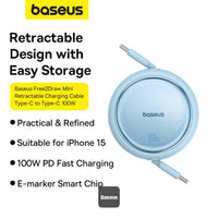 كابل بيسوس قابل للسحب Baseus Free2Pull Retractable Cable C→iP 20W 1m Blue
