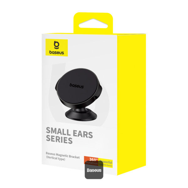 Baseus Small Ears Magnetic Bracket (Vertical) Black | حامل بيسوس سمول إيرز مغناطيسي عمودي للسيارة أسود