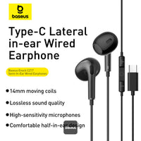 Baseus Encok CZ17 Wired Earphones Black - سماعات بيسوس انكوك CZ17 سلكية سوداء