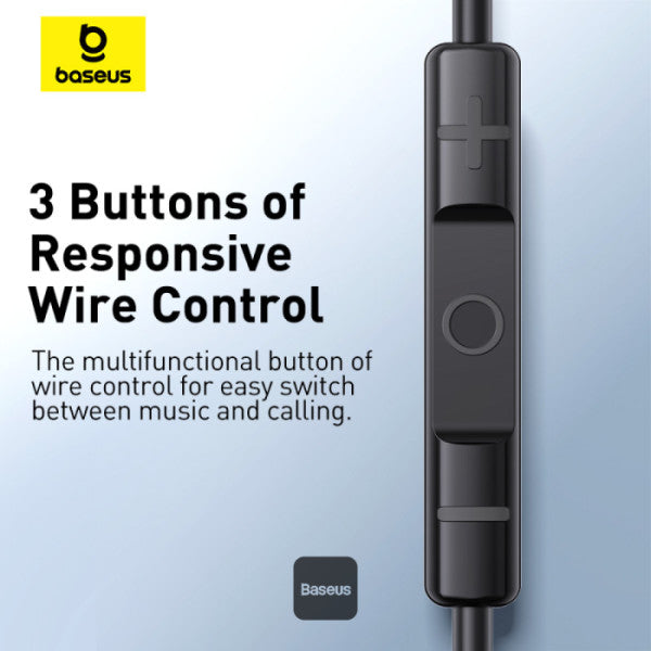 Baseus Encok CZ17 Wired Earphones Black - سماعات بيسوس انكوك CZ17 سلكية سوداء