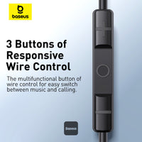 Baseus Encok CZ17 Wired Earphones Black - سماعات بيسوس انكوك CZ17 سلكية سوداء