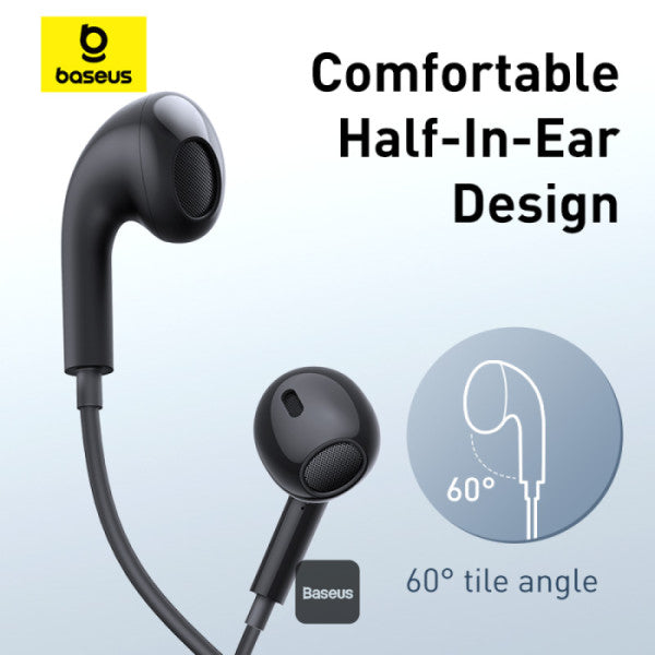 Baseus Encok CZ17 Wired Earphones Black - سماعات بيسوس انكوك CZ17 سلكية سوداء