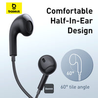Baseus Encok CZ17 Wired Earphones Black - سماعات بيسوس انكوك CZ17 سلكية سوداء