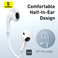 Baseus Encok CZ17 Wired Earphones White - سماعات بيسوس انكوك CZ17 سلكية بيضاء
