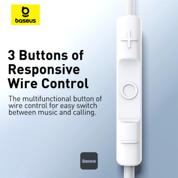 Baseus Encok CZ17 Wired Earphones White - سماعات بيسوس انكوك CZ17 سلكية بيضاء