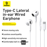 Baseus Encok CZ17 Wired Earphones White - سماعات بيسوس انكوك CZ17 سلكية بيضاء