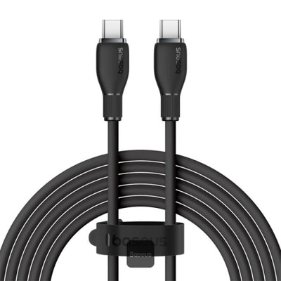 Baseus Pudding Series Fast Charging Cable Type-C to Type-C 100W 5A 2M - Black | كابل تايب سي بيسوس بودينج شحن سريع 100 واط 5 أمبير 2 متر - أسود
