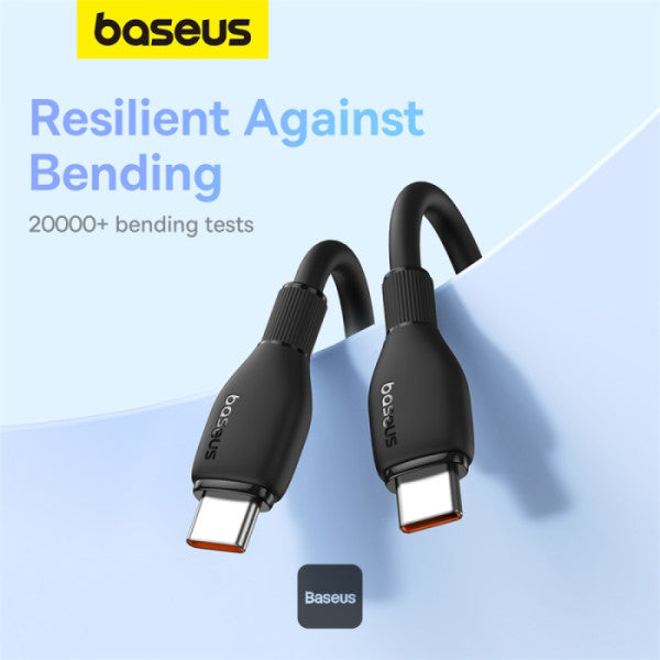 Baseus Pudding Series Fast Charging Cable Type-C to Type-C 100W 5A 2M - Black | كابل تايب سي بيسوس بودينج شحن سريع 100 واط 5 أمبير 2 متر - أسود