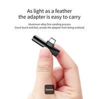 محول صوتي Baseus L41 من Type-C إلى Type-C ومنفذ 3.5 ملم (شحن + موسيقى) - أسود | Baseus L41 Audio Converter Type-C to Type-C & 3.5mm Jack Adapter (Charge + Music) - Black