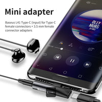 محول صوتي Baseus L41 من Type-C إلى Type-C ومنفذ 3.5 ملم (شحن + موسيقى) - أسود | Baseus L41 Audio Converter Type-C to Type-C & 3.5mm Jack Adapter (Charge + Music) - Black
