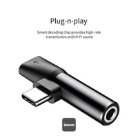 محول صوتي Baseus L41 من Type-C إلى Type-C ومنفذ 3.5 ملم (شحن + موسيقى) - أسود | Baseus L41 Audio Converter Type-C to Type-C & 3.5mm Jack Adapter (Charge + Music) - Black