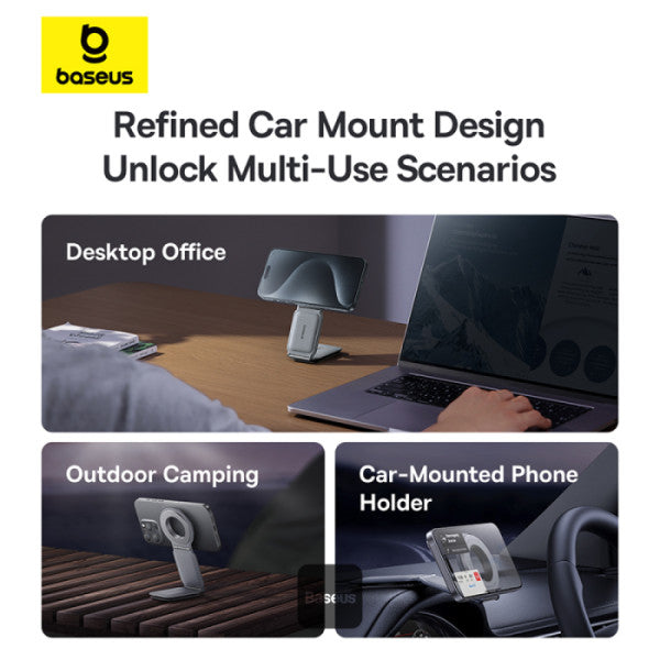 Baseus PrimeTrip C02 Mega Magnetic Car Mount Stick-on Gray | حامل سيارة بيسوس مغناطيسي PrimeTrip C02 لاصق رمادي