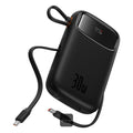 Baseus QPow 2 Power Bank 20000mAh 30W Black (2 Built-in Cables) - بطارية بيسوس كيو باو 2 المحمولة 20000 مللي أمبير 30 واط أسود بكابلين مدمجين