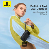 Baseus QPow 2 Power Bank 20000mAh 30W Black (2 Built-in Cables) - بطارية بيسوس كيو باو 2 المحمولة 20000 مللي أمبير 30 واط أسود بكابلين مدمجين