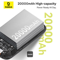 Baseus QPow 2 Power Bank 20000mAh 30W Black (2 Built-in Cables) - بطارية بيسوس كيو باو 2 المحمولة 20000 مللي أمبير 30 واط أسود بكابلين مدمجين