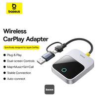 محول باسيوس SafeJourney كاربلاي لاسلكي رمادي - Baseus SafeJourney Wireless CarPlay Adapter Grey