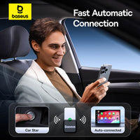 محول باسيوس SafeJourney كاربلاي لاسلكي رمادي - Baseus SafeJourney Wireless CarPlay Adapter Grey