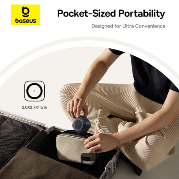 Baseus PicoGo 2-in-1 Magnetic Wireless Charger Qi2 67W Black with Cable Type-C 100W | شاحن بيسوس بيكو جو اللاسلكي المغناطيسي 2 في 1 كيو آي 2 بقوة 67 واط أسود مع كابل تايب سي 100 واط