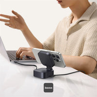 Baseus PicoGo 2-in-1 Magnetic Wireless Charger Qi2 67W Black with Cable Type-C 100W | شاحن بيسوس بيكو جو اللاسلكي المغناطيسي 2 في 1 كيو آي 2 بقوة 67 واط أسود مع كابل تايب سي 100 واط