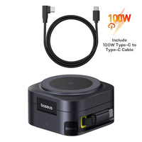 Baseus PicoGo 2-in-1 Magnetic Wireless Charger Qi2 67W Black with Cable Type-C 100W | شاحن بيسوس بيكو جو اللاسلكي المغناطيسي 2 في 1 كيو آي 2 بقوة 67 واط أسود مع كابل تايب سي 100 واط