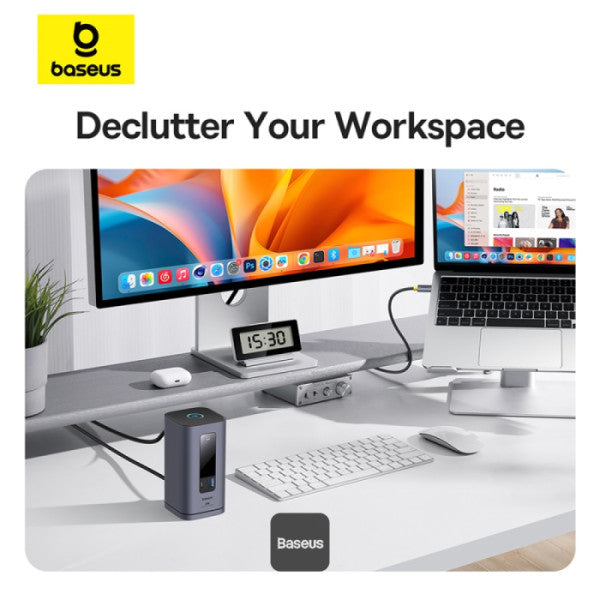 Baseus Spacemate Series 10-in-1 MAC Docking Station Hub - Grey - محطة إرساء بيسوس 10 في 1 للماك