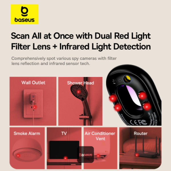 Baseus Heyo Series II Infrared Camera Detector - Mini Travel Hotel Hidden Camera Finder - كاشف الكاميرات المخفية