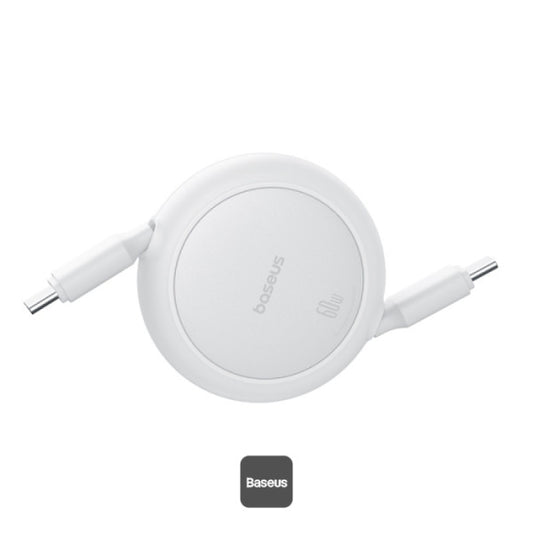 Baseus Free2Pull Mini Retractable Type-C Cable 60W Fast Charging 1M - White | كابل تايب سي قابل للسحب بيسوس فري تو بول ميني شحن سريع 60 واط 1 متر - أبيض