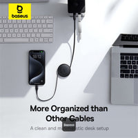 Baseus Free2Pull Mini Retractable Type-C Cable 60W Fast Charging 1M - White | كابل تايب سي قابل للسحب بيسوس فري تو بول ميني شحن سريع 60 واط 1 متر - أبيض