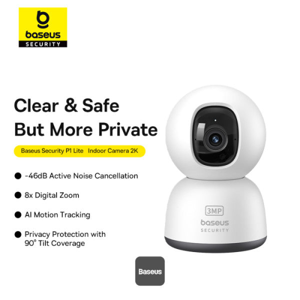 كاميرا بيسوس الأمنية الداخلية P1 لايت 2K Baseus Security P1 Lite Indoor Camera 2K White UK