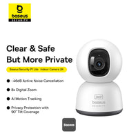 كاميرا بيسوس الأمنية الداخلية P1 لايت 2K Baseus Security P1 Lite Indoor Camera 2K White UK