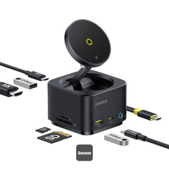 هاب Baseus MagPro II 7 في 1 مع شحن لاسلكي مغناطيسي | Baseus MagPro II 7-in-1 HUB Magnetic Wireless Charging 15W Black