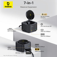 هاب Baseus MagPro II 7 في 1 مع شحن لاسلكي مغناطيسي | Baseus MagPro II 7-in-1 HUB Magnetic Wireless Charging 15W Black