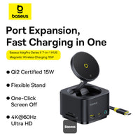 هاب Baseus MagPro II 7 في 1 مع شحن لاسلكي مغناطيسي | Baseus MagPro II 7-in-1 HUB Magnetic Wireless Charging 15W Black